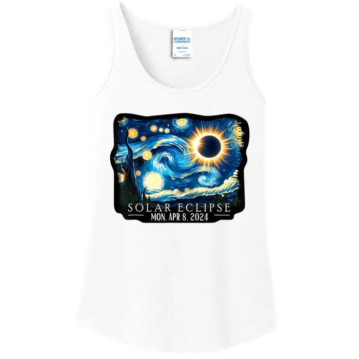 Vintage American Totality Starry Night Eclipse Solar 2024 Ladies Essential Tank