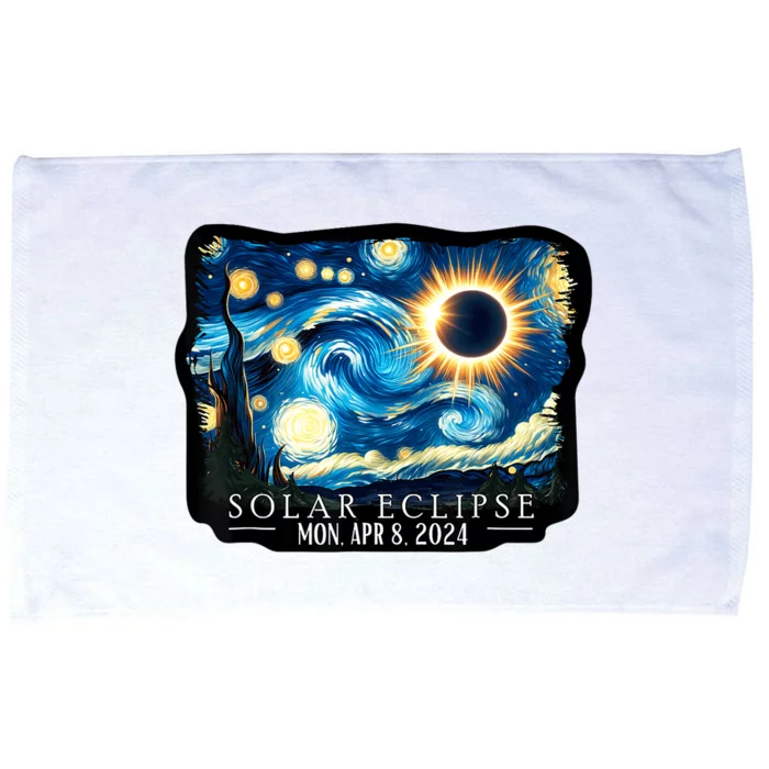 Vintage American Totality Starry Night Eclipse Solar 2024 Microfiber Hand Towel