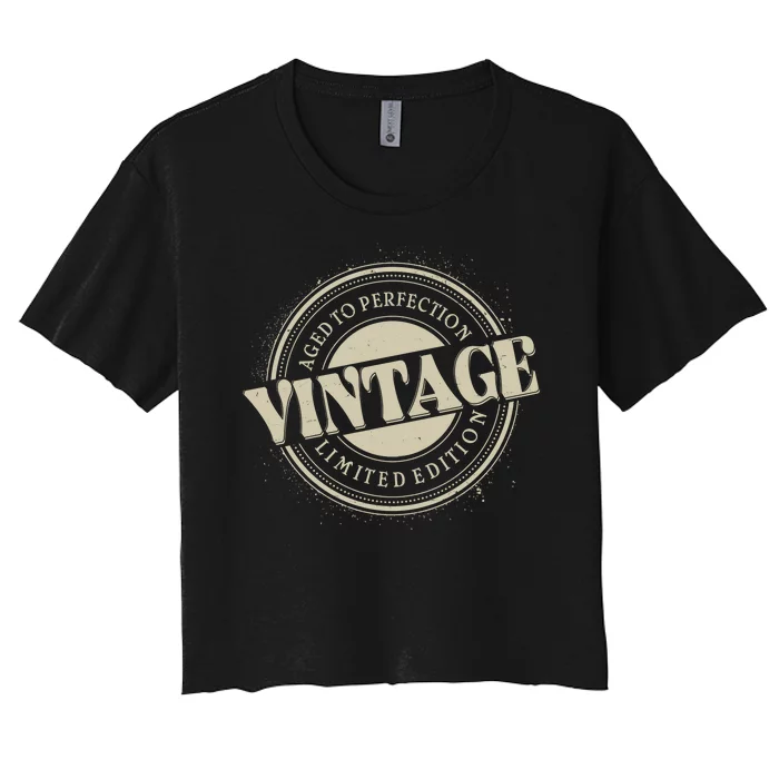 Vintage Age To Perfection Limited Edition Stamp Emblem Women's Crop Top Tee