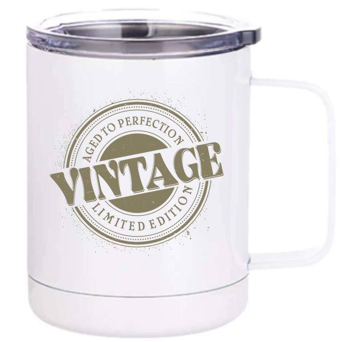 Vintage Age To Perfection Limited Edition Stamp Emblem Front & Back 12oz Stainless Steel Tumbler Cup