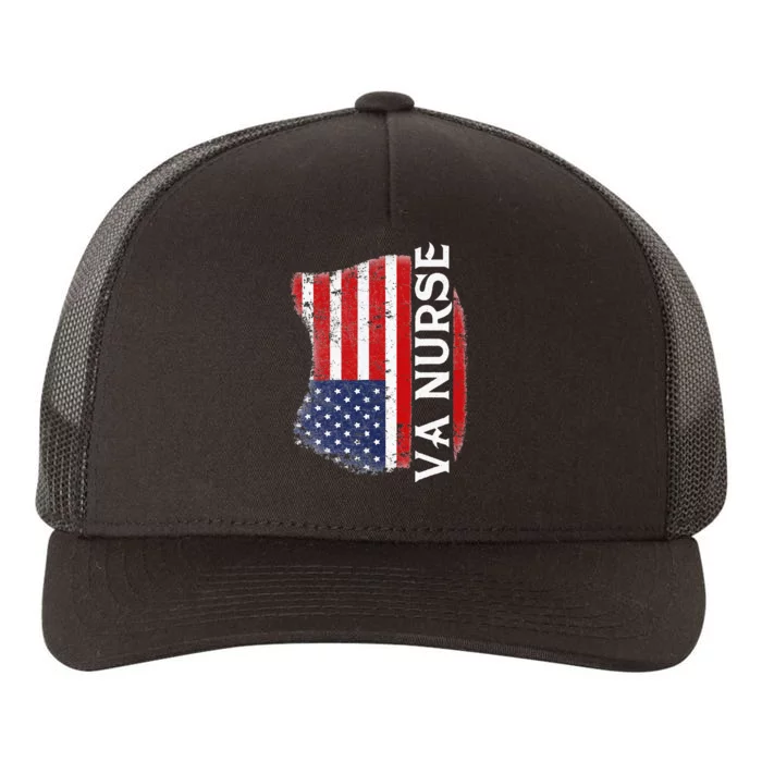 Veteran American USA Flag VA Nurse Yupoong Adult 5-Panel Trucker Hat