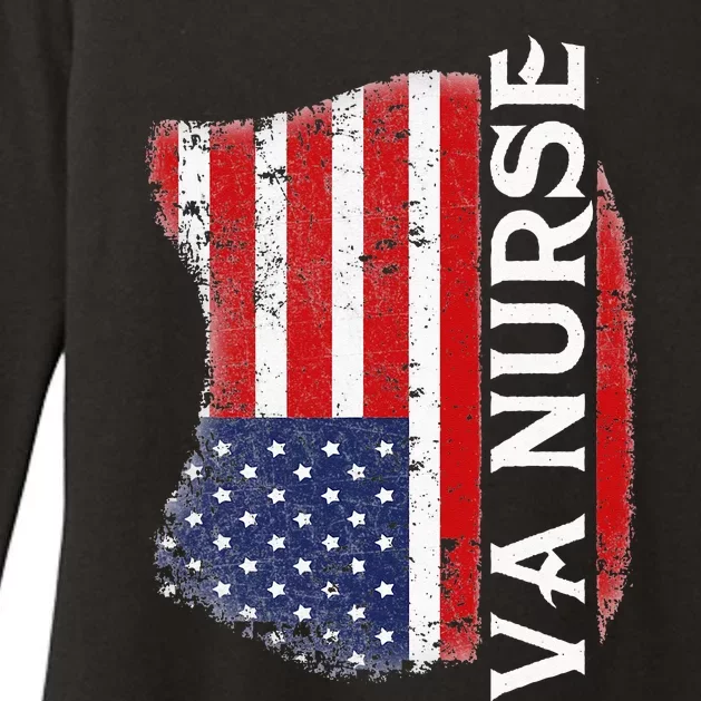 Veteran American USA Flag VA Nurse Womens CVC Long Sleeve Shirt