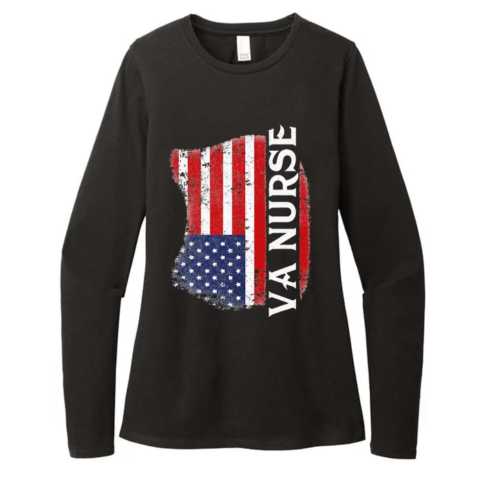 Veteran American USA Flag VA Nurse Womens CVC Long Sleeve Shirt