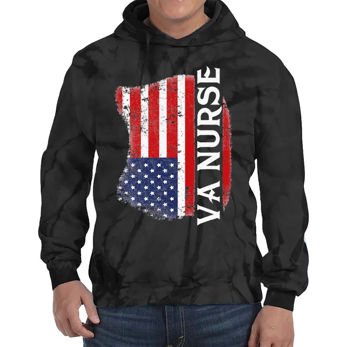 Veteran American USA Flag VA Nurse Tie Dye Hoodie