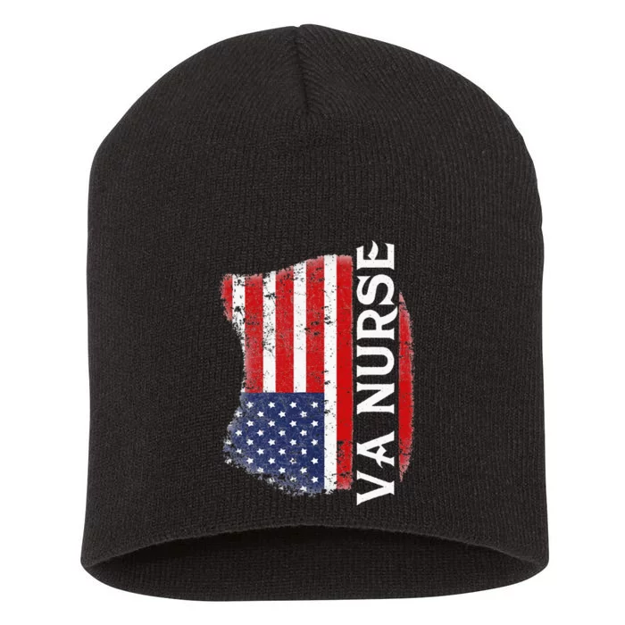 Veteran American USA Flag VA Nurse Short Acrylic Beanie