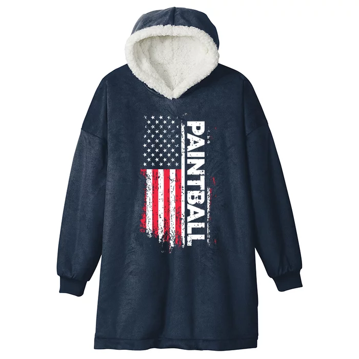 Vintage American USA Flag Cool Paintball Hooded Wearable Blanket