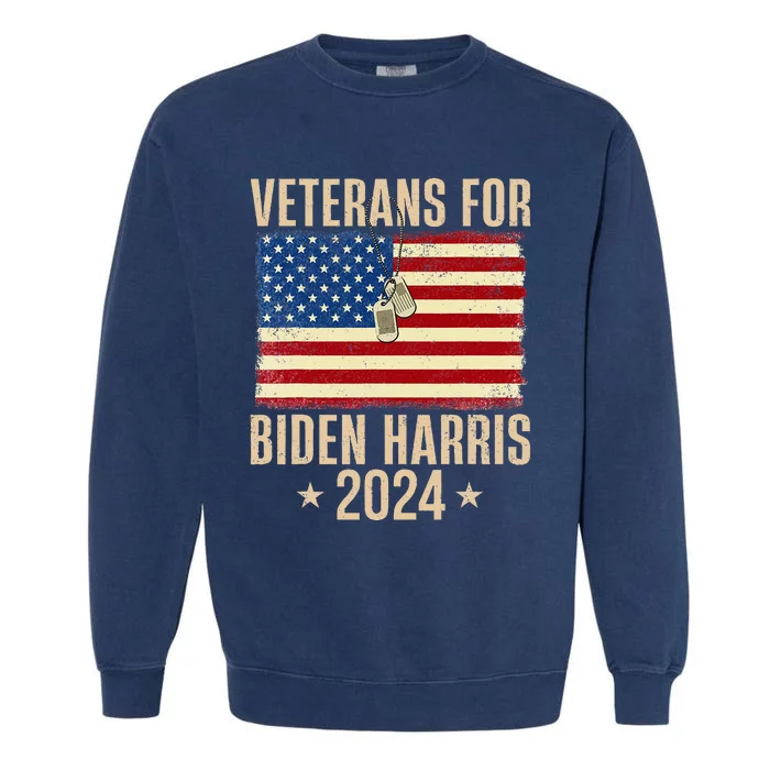 Veterans American Usa Flag Biden Harris 202 Garment-Dyed Sweatshirt