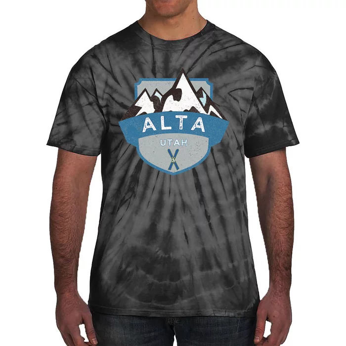 Vintage Alta Utah Illustration Retro Logo Ski Tie-Dye T-Shirt