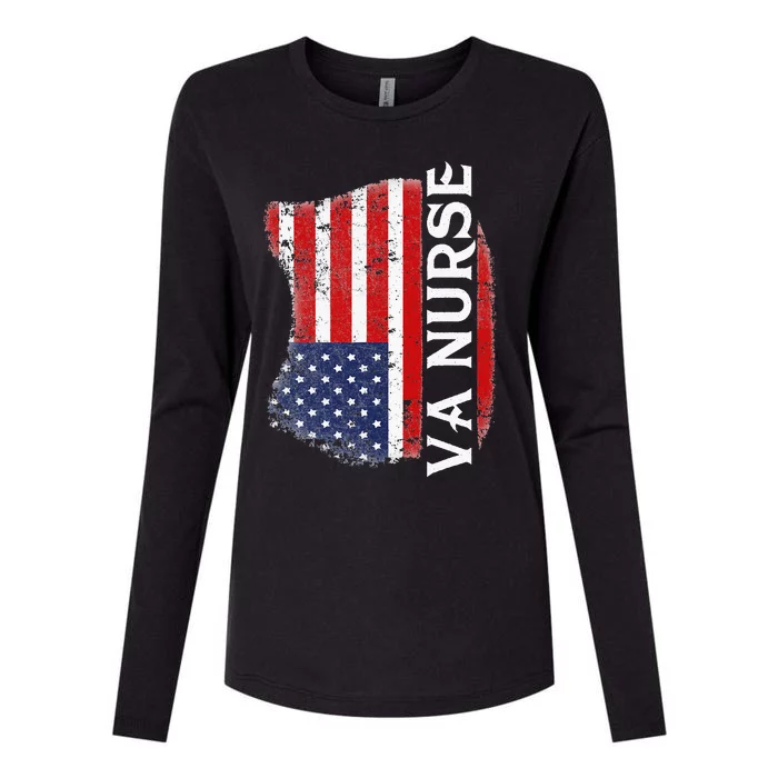 Veteran American USA Flag VA Nurse Womens Cotton Relaxed Long Sleeve T-Shirt