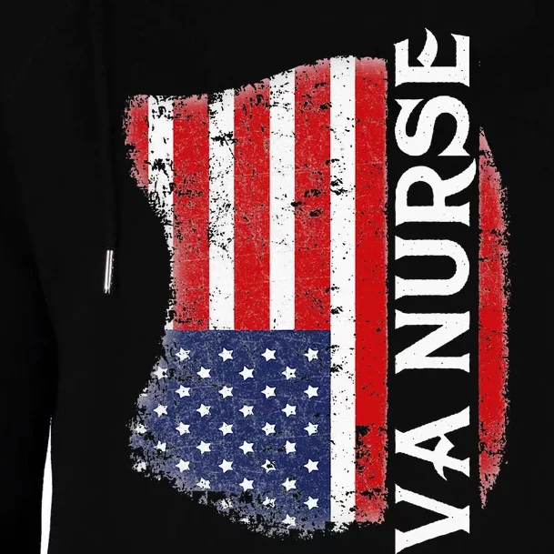 Veteran American USA Flag VA Nurse Womens Funnel Neck Pullover Hood