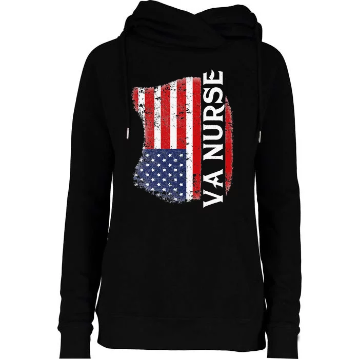 Veteran American USA Flag VA Nurse Womens Funnel Neck Pullover Hood