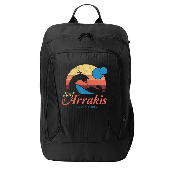 Visit Arrakis Vintage Distressed Surf Dune Sci Fi City Backpack