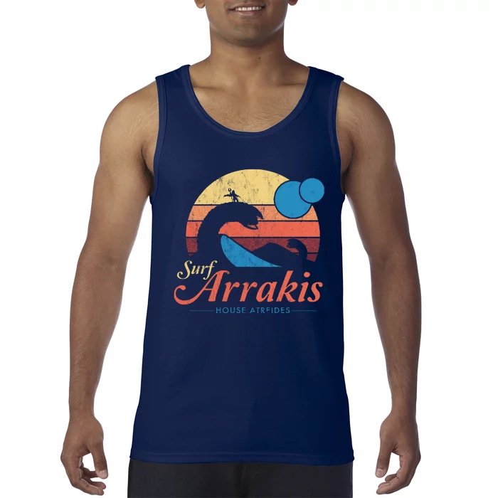 Visit Arrakis Vintage Distressed Surf Dune Sci Fi Tank Top