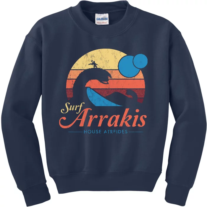 Visit Arrakis Vintage Distressed Surf Dune Sci Fi Kids Sweatshirt