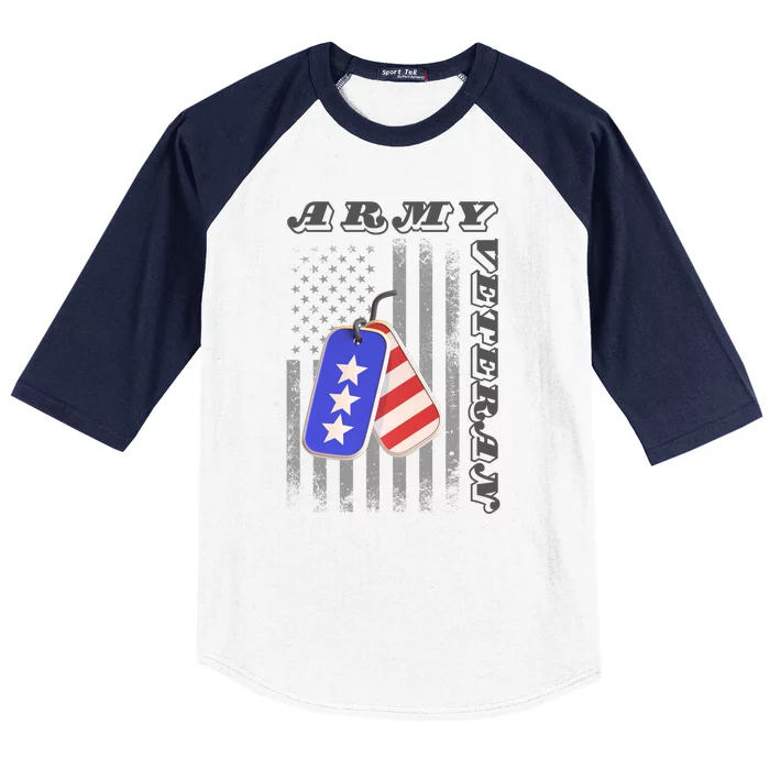 Vintage Army Veteran Day American Flag Baseball Sleeve Shirt