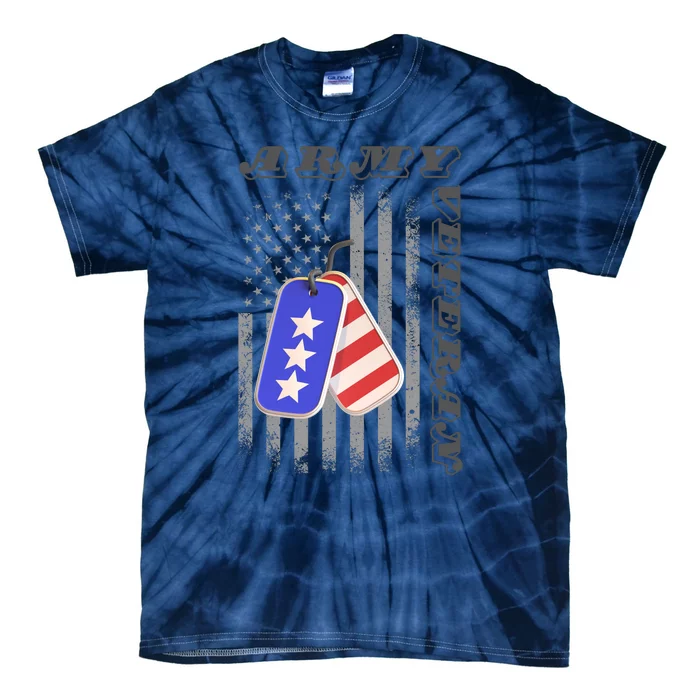 Vintage Army Veteran Day American Flag Tie-Dye T-Shirt