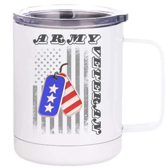 Vintage Army Veteran Day American Flag Front & Back 12oz Stainless Steel Tumbler Cup