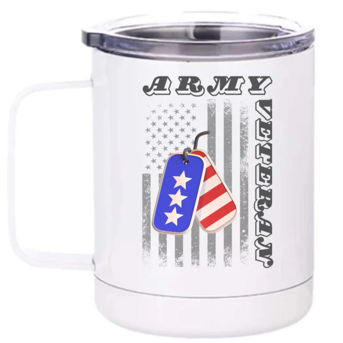 Vintage Army Veteran Day American Flag Front & Back 12oz Stainless Steel Tumbler Cup