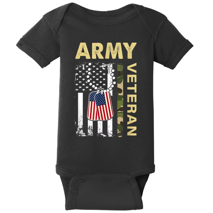 Vintage Army  Veteran Day American Flag Baby Bodysuit