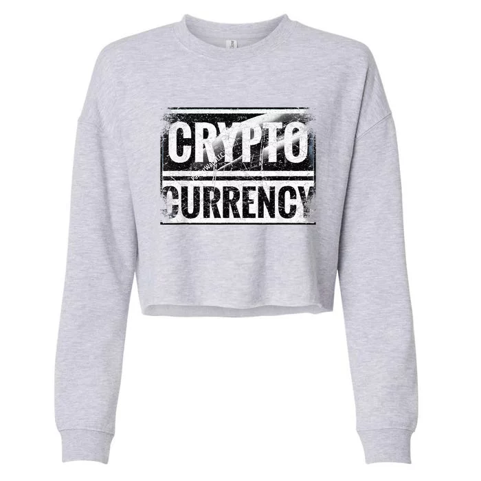 Vintage And Very Distressed Cryptocurrency Cropped Pullover Crew