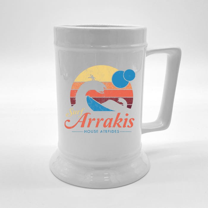 Visit Arrakis Vintage Distressed Surf Dune Sci Fi Front & Back Beer Stein