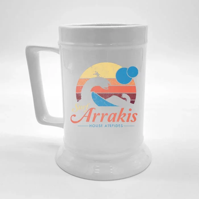 Visit Arrakis Vintage Distressed Surf Dune Sci Fi Front & Back Beer Stein