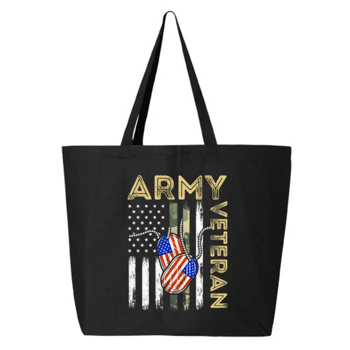 Vintage Army Veteran Day American Flag 25L Jumbo Tote