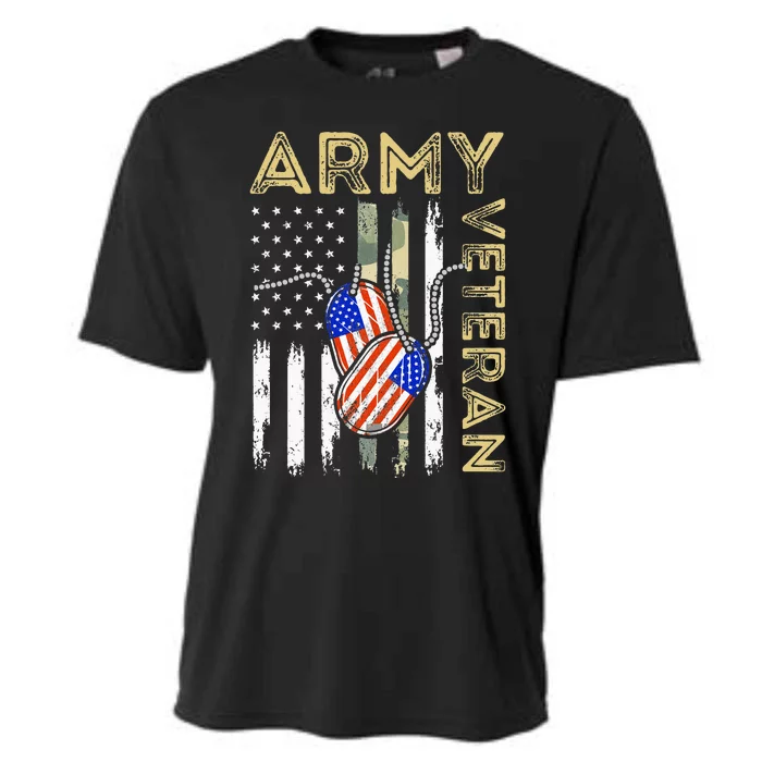 Vintage Army Veteran Day American Flag Cooling Performance Crew T-Shirt