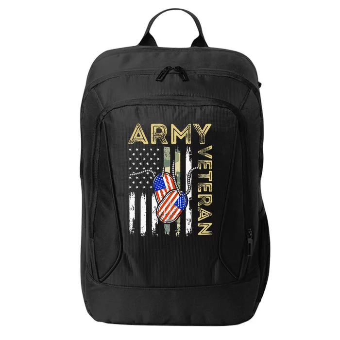 Vintage Army Veteran Day American Flag City Backpack