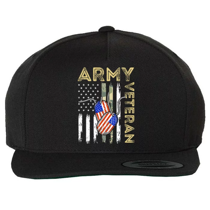 Vintage Army Veteran Day American Flag Wool Snapback Cap