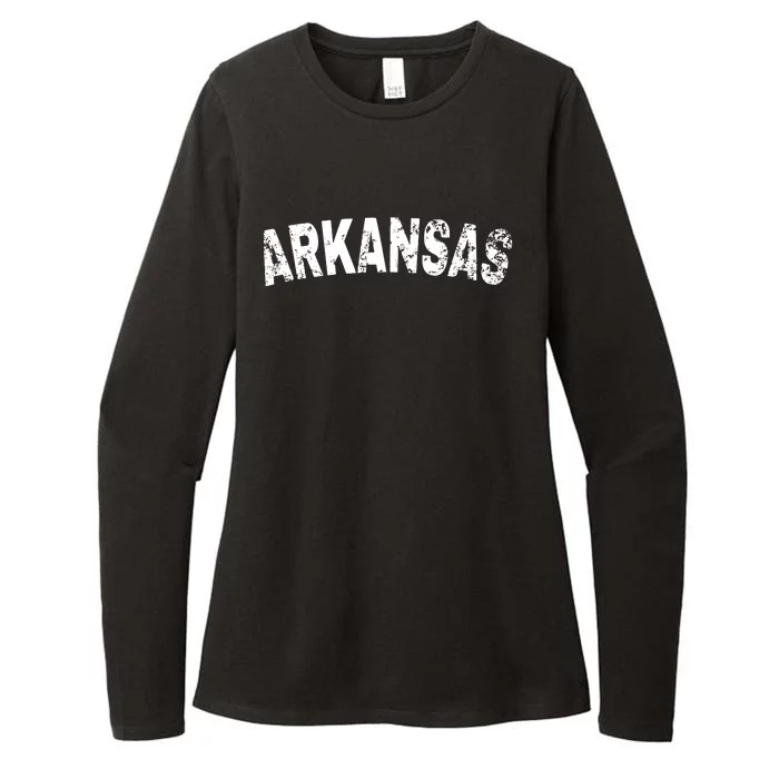 Vintage Arkansas White Text Womens CVC Long Sleeve Shirt