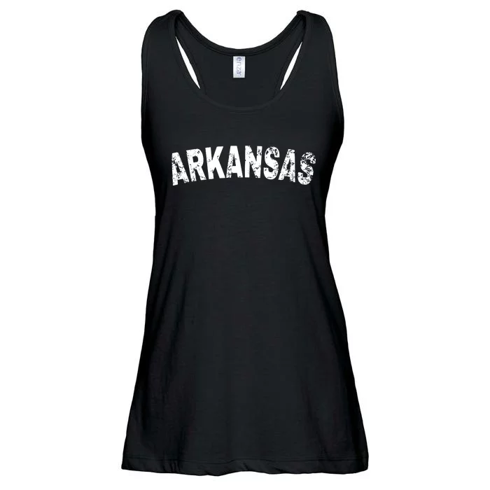 Vintage Arkansas White Text Ladies Essential Flowy Tank