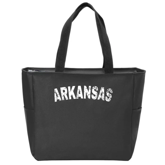 Vintage Arkansas White Text Zip Tote Bag