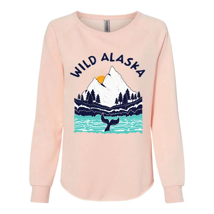 Vintage Alaska Wild Landscape Humpback Whale Womens California Wash Sweatshirt