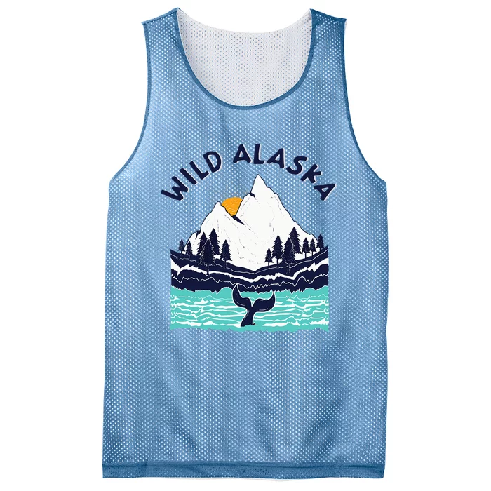 Vintage Alaska Wild Landscape Humpback Whale Mesh Reversible Basketball Jersey Tank