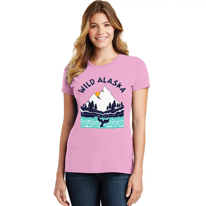 Vintage Alaska Wild Landscape Humpback Whale Women's T-Shirt