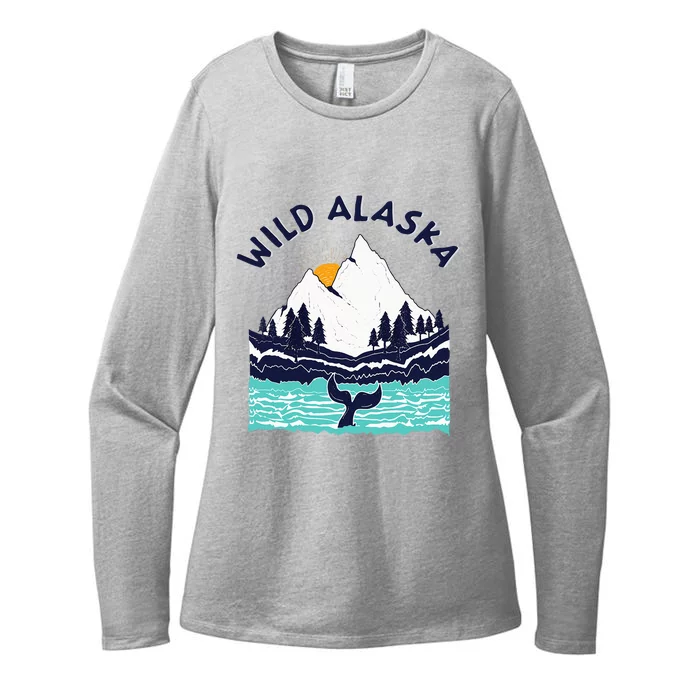 Vintage Alaska Wild Landscape Humpback Whale Womens CVC Long Sleeve Shirt