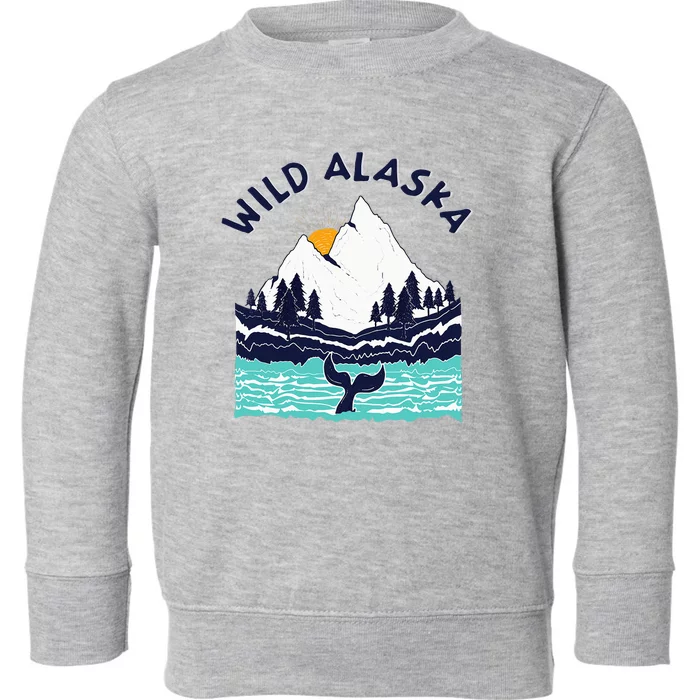 Vintage Alaska Wild Landscape Humpback Whale Toddler Sweatshirt