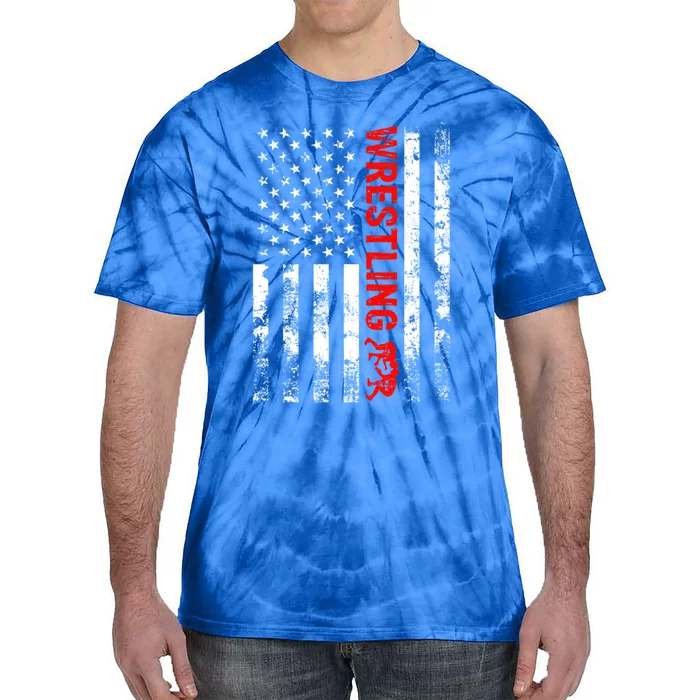 Vintage American Wrestling Meaningful Gift Us Flag Wrestler Cute Gift Tie-Dye T-Shirt