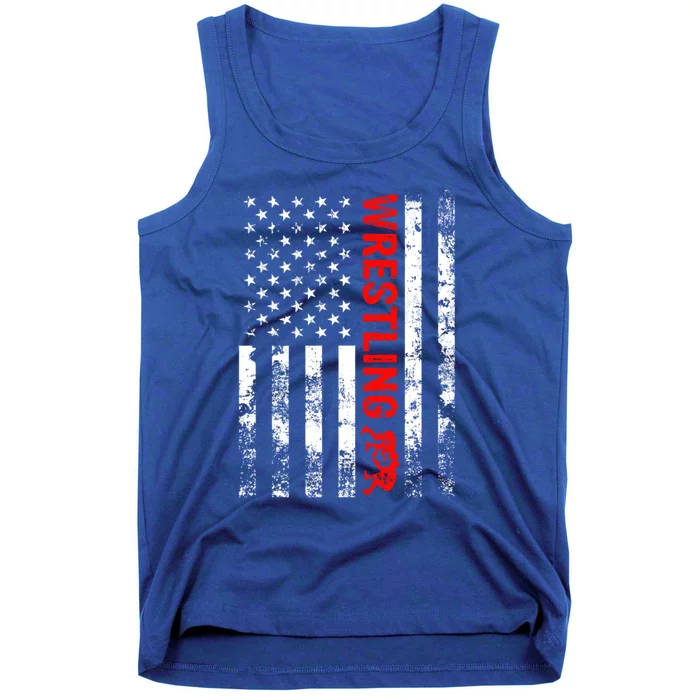 Vintage American Wrestling Meaningful Gift Us Flag Wrestler Cute Gift Tank Top