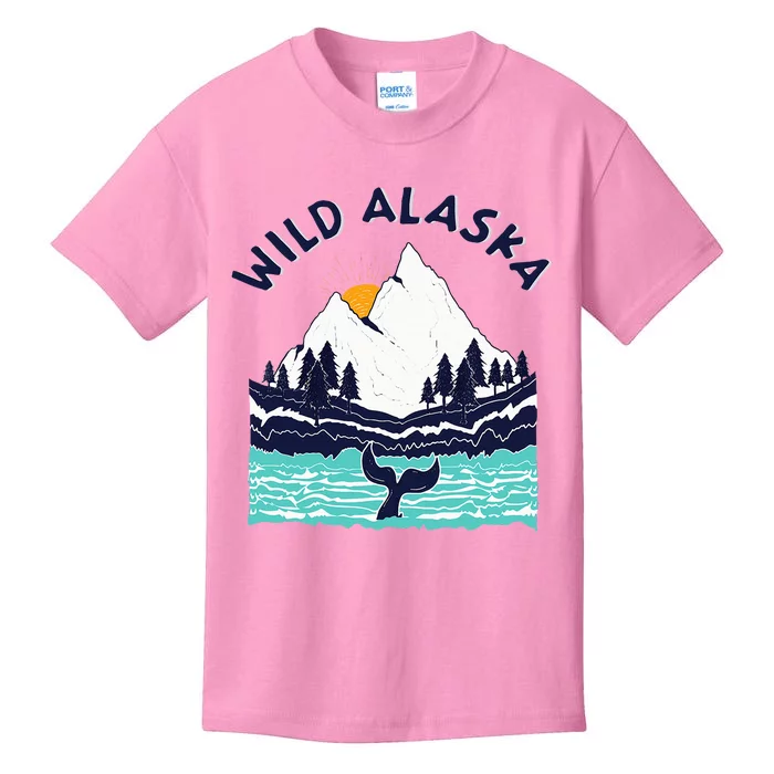 Vintage Alaska Wild Landscape Humpback Whale Kids T-Shirt