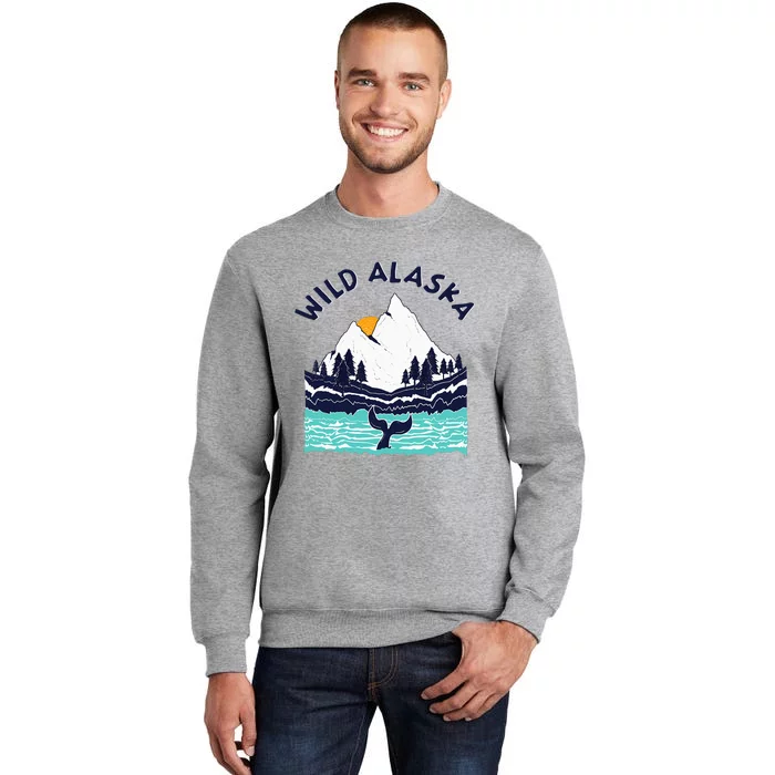 Vintage Alaska Wild Landscape Humpback Whale Tall Sweatshirt