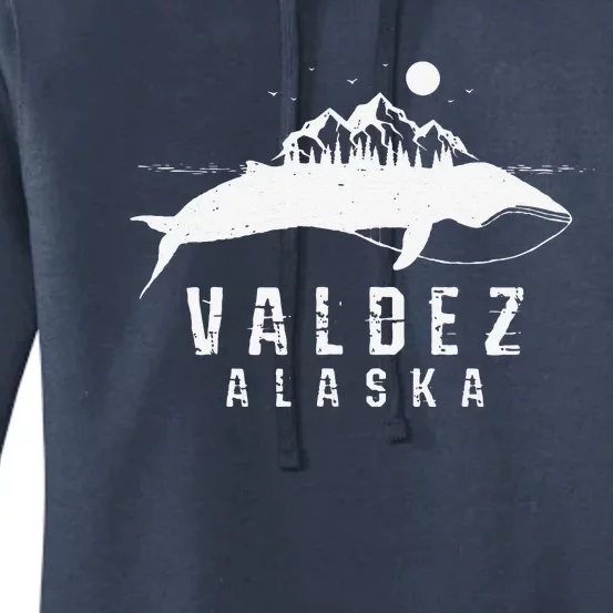 Valdez Alaska Whale & Mountains Souvenir Women's Pullover Hoodie