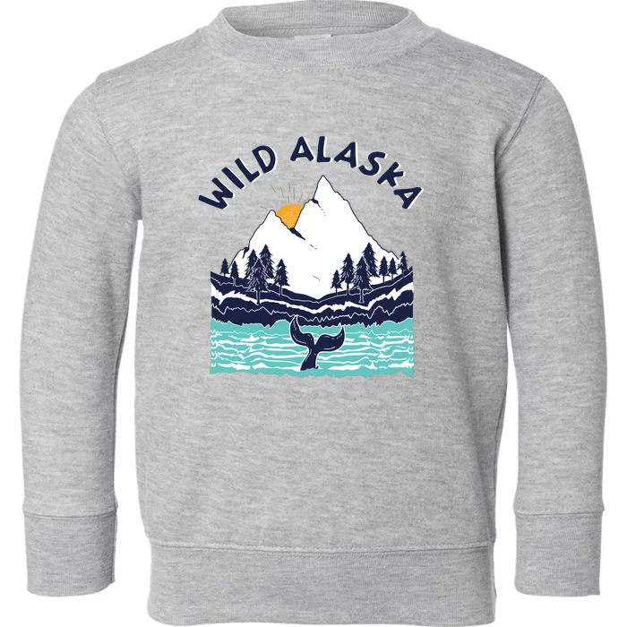 Vintage Alaska Wild Landscape Humpback Whale Toddler Sweatshirt