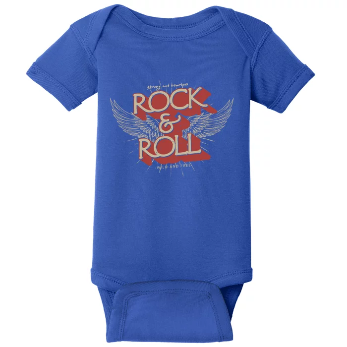 Vintage Angle Wings Freedom Wild And Free Rock And Roll Gift Baby Bodysuit