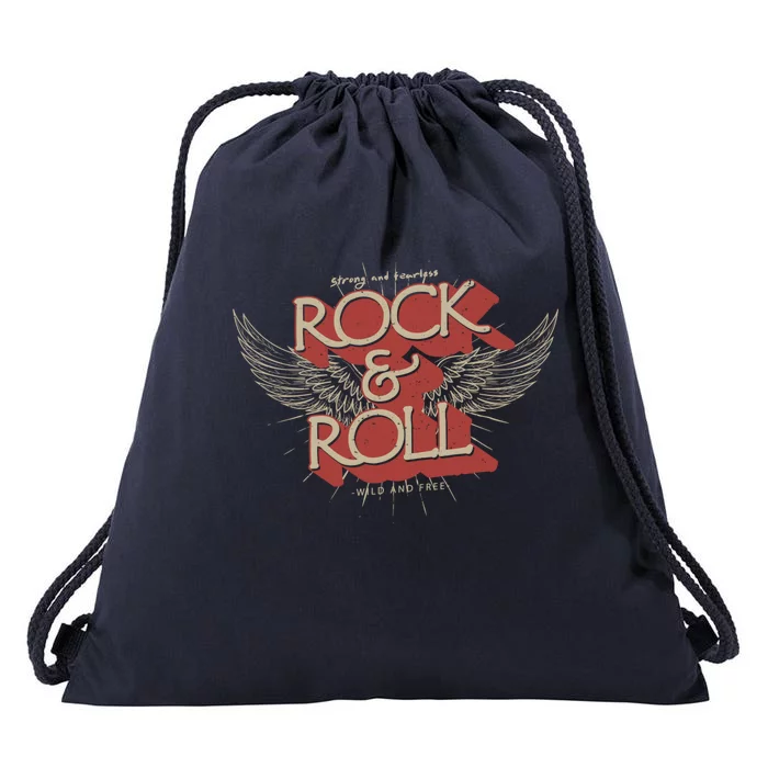 Vintage Angle Wings Freedom Wild And Free Rock And Roll Gift Drawstring Bag