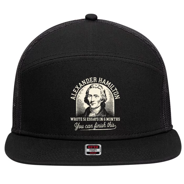 Vintage Alexanderhamilton Wrote 51 Essays In 6 Months Quote 7 Panel Mesh Trucker Snapback Hat