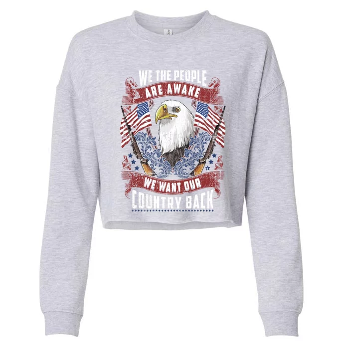 Vintage Americans Want Our Country Back Fight Freedom Usa Funny Gift Cropped Pullover Crew