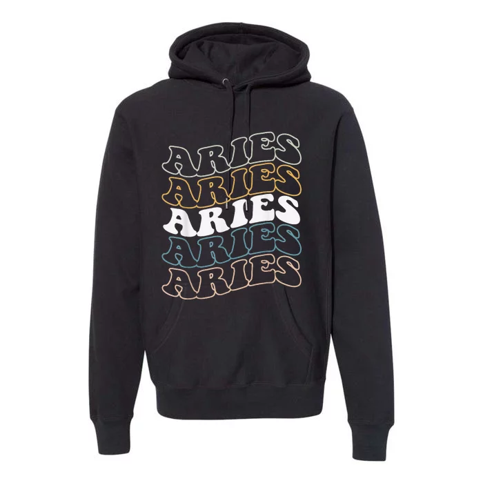 Vintage Aries Zodiac Tee funny birthday Gifts for Aries Premium Hoodie