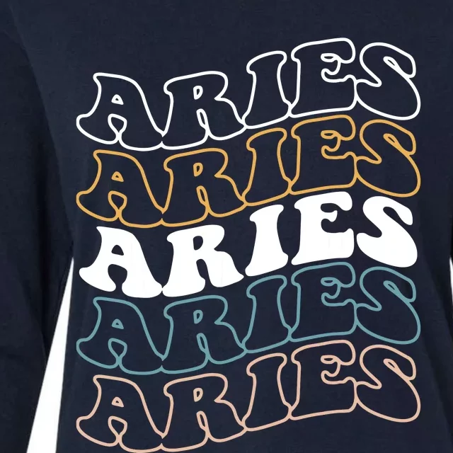 Vintage Aries Zodiac Tee Funny Birthday Gifts For Aries Womens Cotton Relaxed Long Sleeve T-Shirt